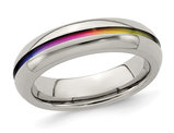 Ladies or Mens Titanium Rainbow Anodized Center Band Ring (6mm)